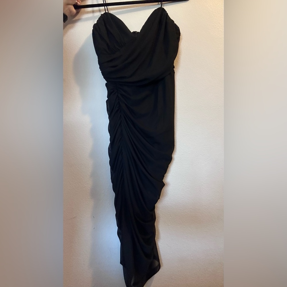 Ruched Black Mini Dress